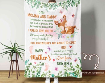 Personalized Blanket For First Time Mom Dad Gift, Mommy To Be Gift From Bump, New Mom Blanket, Mothers Day Gift, New Parents Gift