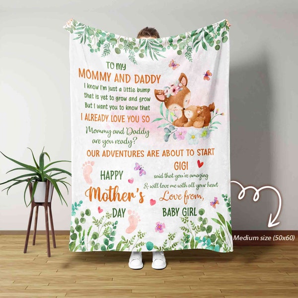 Personalized Blanket For First Time Mom Dad Gift, Mommy To Be Gift From Bump, New Mom Blanket, Mothers Day Gift, New Parents Gift