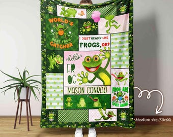 Manta de rana personalizada, manta de rana, manta de regalo para niños amantes de las ranas, manta de rana para bebé, manta para amantes de las ranas, regalo para amantes de los anfibios
