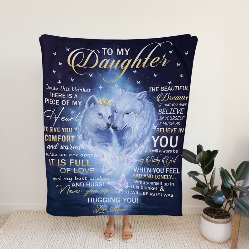 To My Daughter Blanket Personalized Name Blanket Wolves Etsy