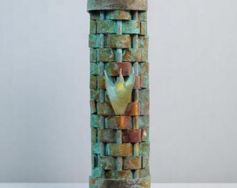 Gary Rosenthal Woven Patina Copper Mezuzah - Traditions Jewish Gifts