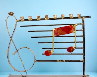 Gary Rosenthal Treble Clef Menorah - Traditions Jewish Gifts