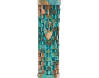 Gary Rosenthal Woven Patina Copper Mezuzah - Traditions Jewish Gifts