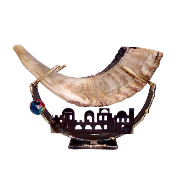 Gary Rosenthal Sculpted Jerusalem Shofar Stand - Traditions Jewish Gifts