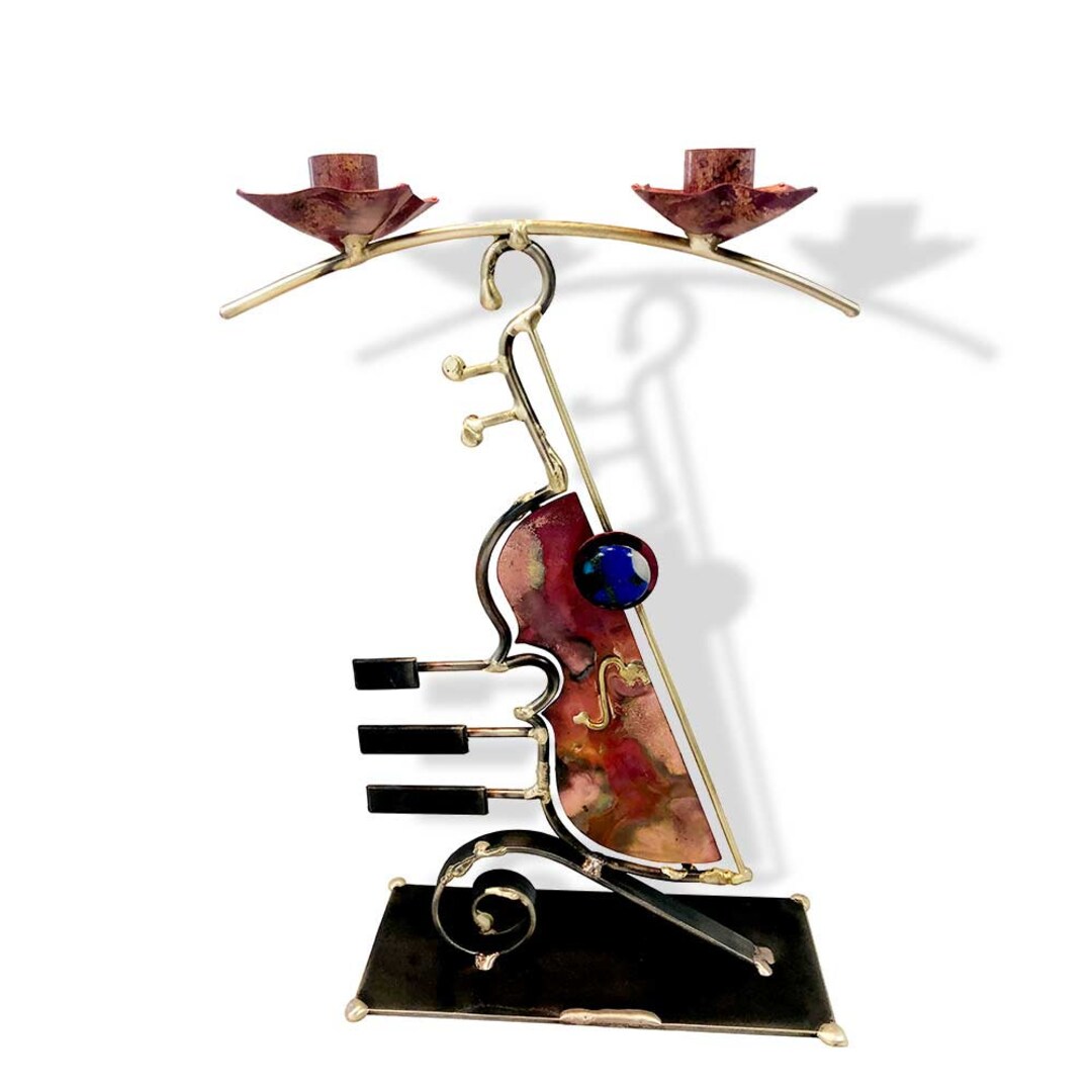 Gary Rosenthal Sculptural Violin Shabbat Candlesticks Traditions Jewish
