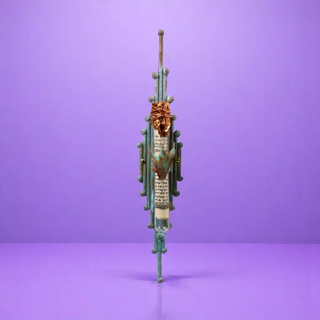 Gary Rosenthal Vertical Brass Rod Mezuzah - Traditions Jewish Gifts - Etsy