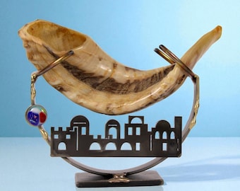 Gary Rosenthal Sculpted Jerusalem Shofar Stand - Traditions Jewish Gifts