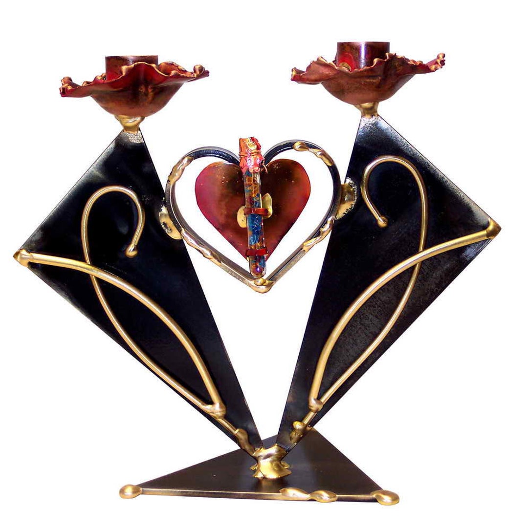 Gary Rosenthal Shabbat Candlesticks With Crushed Wedding Glass Etsy