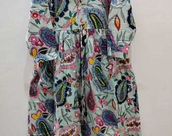 Handblock Cotton Long Dress: Indian Print, Handmade