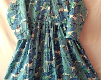 Floral Dress,Cotton Block Print Dress, Long Dressing Gown,Indian Cotton Dress