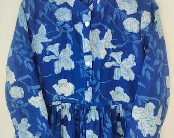 Hand Block Print Cotton Dress: Boho Floral Summer Dress