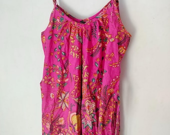 Handblock Print Cotton Dress: Bohemian Summer Slip Dress