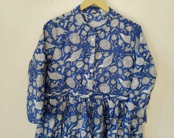 Handblock Print Cotton Dress: Indian Block Print, Natural Dye