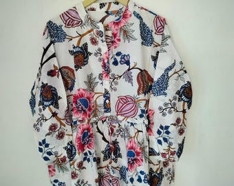 Handblock Print Cotton Block Dress,Indian Floral Summer Dress