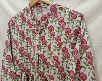 Handblock Floral Print Cotton Dress: Indian Summer Dress