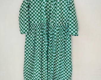 Indian Handblock Print Cotton Maxi Dress,Button Down Long Dress,Front Open