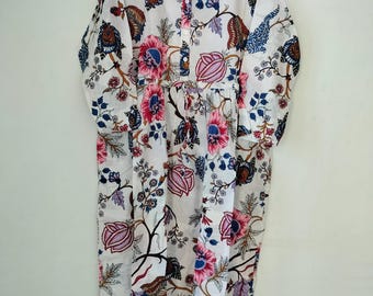 Handblock Print Cotton Block Dress,Indian Floral Summer Dress