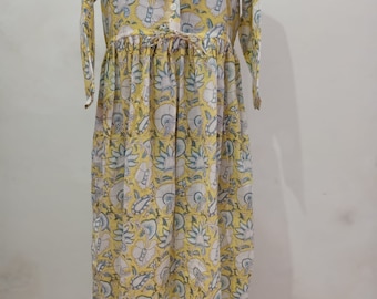 Handblock Cotton Dress,Indian Print Dress,Cotton Block Dresss,Block Print Dress,Long Dresses