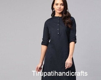 women's Balck top tunics handmade solid top designer kurti kurta birthday gift for her wedding top tunics