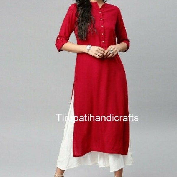 women's Kurti top tunics handmade solid top designer kurti kurta birthday gift for her wedding top tunics