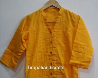 Handmade Cotton Kurti Tunic: Indian Designer Top