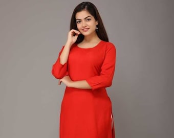 Handmade Cotton Kurti Top: Indian Designer Tunic Dress