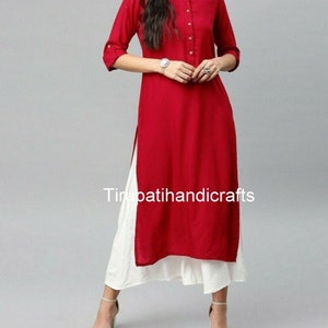 Top tuniques Kurti pour femme fait main haut solide cadeau d'anniversaire de la designer Kurti Kurta pour son mariage, haut tuniques image 3