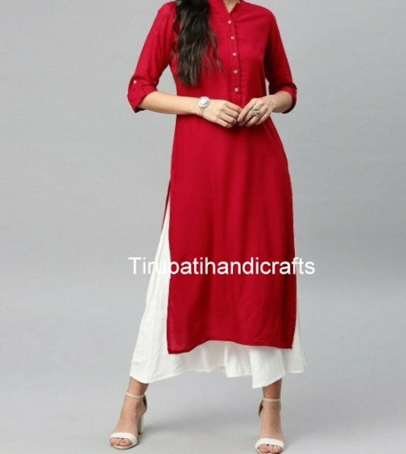 Top tuniques Kurti pour femme fait main haut solide cadeau d'anniversaire de la designer Kurti Kurta pour son mariage, haut tuniques image 3