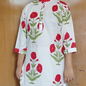 Women&#39;s Clothing Kurti gift for her, handmade cotton tunic kurti, gift her wife, ethnic traditional kurti, birthday gifts mother day gifts