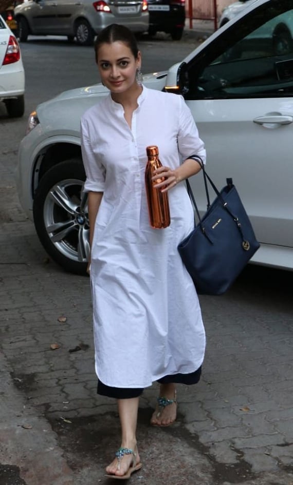 cotton kurti dress for women White Tunic: Indian Designer Maxi Blush Pink Sparkling Matching trendy cotton kurti for women Bisou Bisou These beautiful suit are Style:Queen Kara