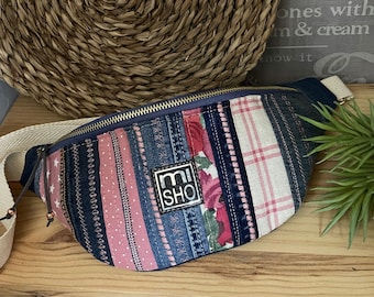 Umhängetasche aus recyceltem Denim: Handgemachte Bauchtasche