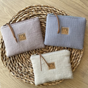 Kleine Täschchen aus Leinen, Leinen Stoff Geldbeutel, Reißverschluss kleine Tasche, Geschenkidee