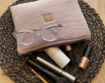 Handmade Linen Cosmetic Pouch: Travel Makeup Organizer