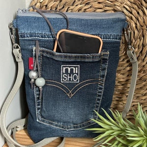 Recycled Levi's Denim Crossbody Bag, Exclusive handmade bag, Womens denim crossbody Bag with pockets