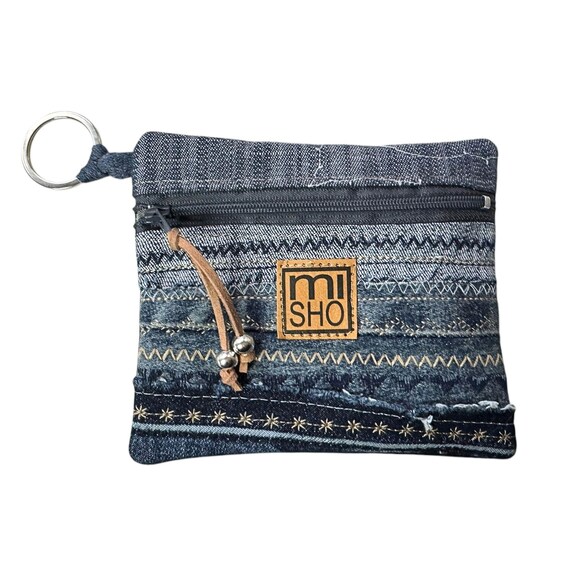 Denim Small Pouches, Key Wallet, Key Ring, Recycled Denim