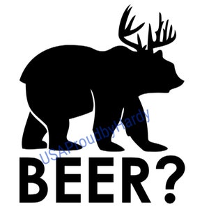 Deer Plus Bear Equals Beer Funny Hunting Window Decal Sticker, Custom Made  In the USA