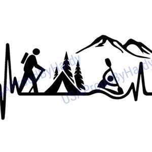 Hiking, Camping, & Kayaking Heartbeat - SVG Digital File - Digital File - Digital Download - Perfect for Cricut - Great for a car decal