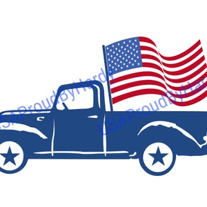 USA Truck With Flag 01 - SVG Digital File - Digital File - Digital Download - Perfect for Cricut - Great for a car decal or T-Shirt