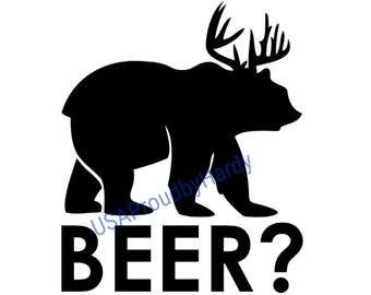 BEER? - Bear + Deer = BEER! - SVG Digital File - Digital Download - Perfect for a car decal