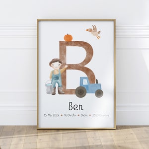 Personalisierbares Namensposter, Geburtsposter, Buchstaben Poster,  Geschenk Geburt, Geburtstag, Taufe, Kommunion, Babyparty
