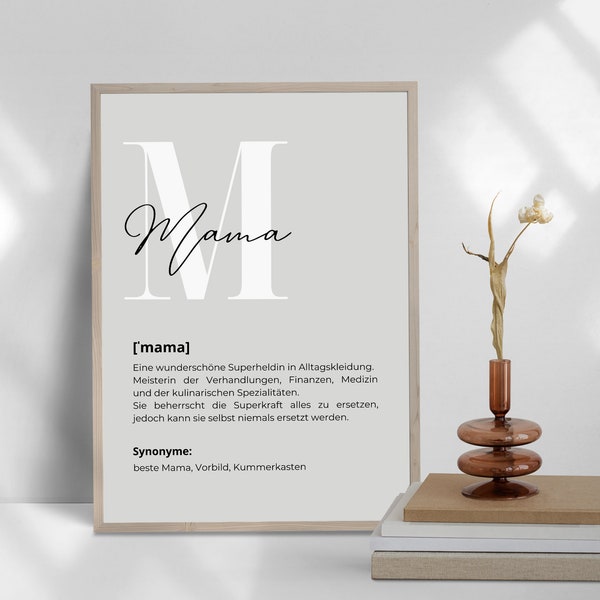 Geschenk zum Muttertag Definition Mama personalisiertes Poster Bedeutung Geburstagsgeschenk Mutter Danke Mom Familie Ehefrau Valentinstag