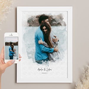 persönliches Portrait Aquarell Geschenk für Freund Paar Hochzeit Jahrestag Liebe Erinnerung Valentinstag Familienportrait Muttertag Ostern