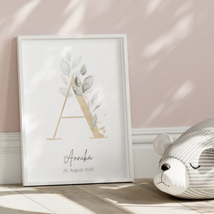 Personalisierbares Namensposter, Geburtsposter, Buchstaben Poster, Geschenk zur Geburt, Geburtstag, Taufe, Kommunion, Babyparty
