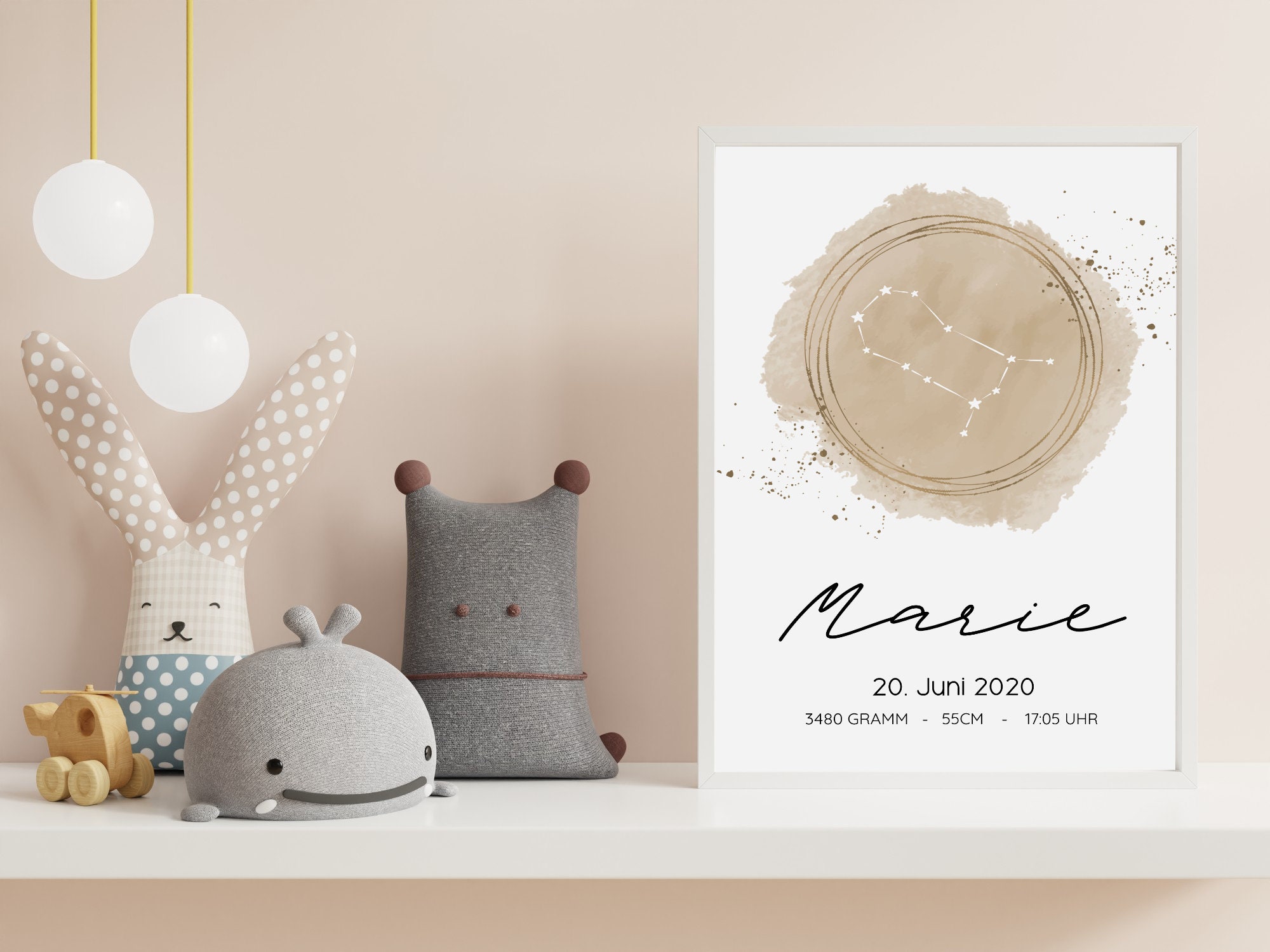 Personalisiertes Sternzeichen Geburtsposter – Mit Namen, Als Baby-Geschenk In A4 Oder A3