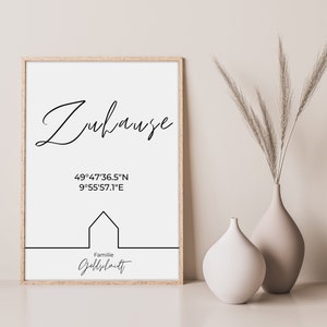 Personalized poster of your home with coordinates, favorite place, gift housewarming, moving in, house building, builders, Christmas