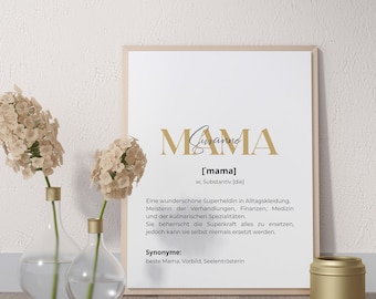 personalisiertes MAMA Poster, Geschenk zum Muttertag, Definition Mutter, Lieblingsmensch