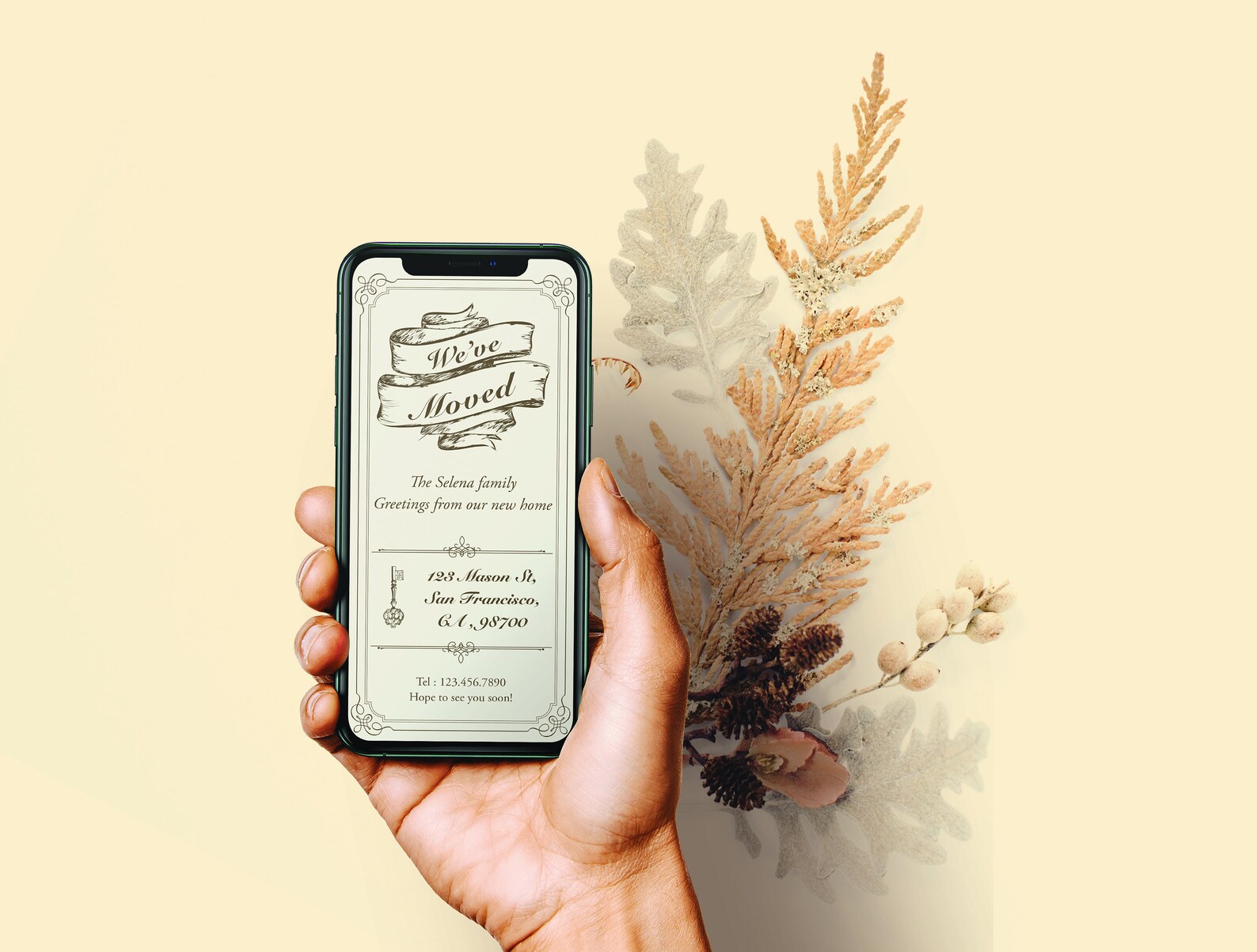 Classic Design New Address Announcement Mobile Electronic Invitation Ecard Craft Design Editable