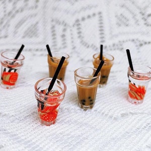 5pcs/set Miniature Milk Tea,Dollhouse Fruit Drink,Dollhouse Simulation Drink,Miniature Kitchen Accessories,Dollhouse Summer Drink