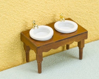 Dollhouse Sink, Mini Furniture Double Basin Sink, Dollhouse Miniature For Doll House Decoration, Miniature Accessories