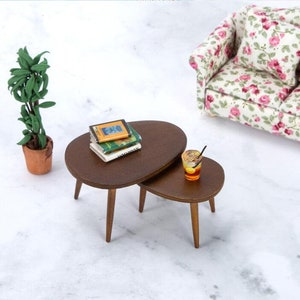 Dollhouse Wooden Table, Miniature Triangle Coffee Table,Miniature Computer Desk Furniture,Doll Kid&#39;s Play House Toys